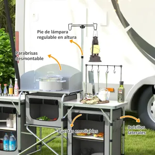 Mueble Cocina Camping Plegable 3 Mesas