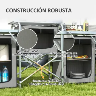 Mueble Cocina Camping Plegable 3 Mesas