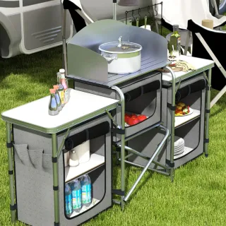 Mueble Cocina Camping Plegable 3 Mesas
