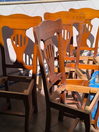 REGALO 4 Sillas de Madera Rústicas para Tapizar