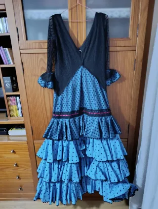 Traje Flamenca Negro y Azul Talla Única