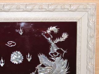 Panel dragón gallo Yin Yang madera nácar chino