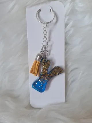 Portachiavi lettera Y resina glitter