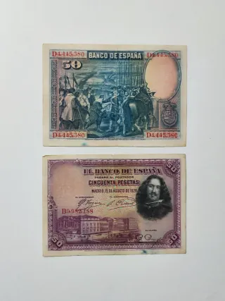 2 Billetes 50 Pesetas Banco de España 1928