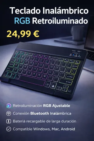 Teclado Bluetooth RGB Retroiluminado