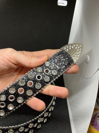 Cintura Y2K Nera punk 00s con brillanti argentati