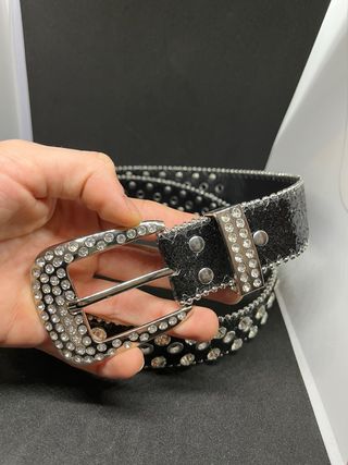 Cintura Y2K Nera punk 00s con brillanti argentati