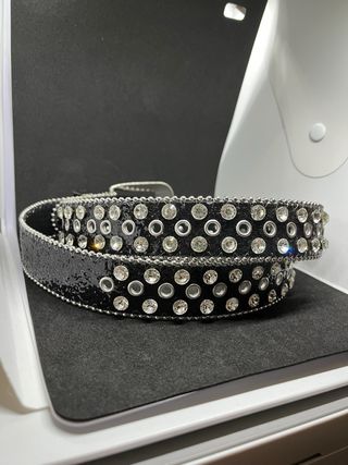 Cintura Y2K Nera punk 00s con brillanti argentati