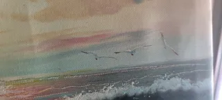 Quadro dipinto a mano mare con onde
