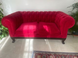 Sofá Chester Terciopelo Rojo