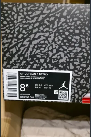 Jordan 3 Black Cat Talla 42 Nuevas