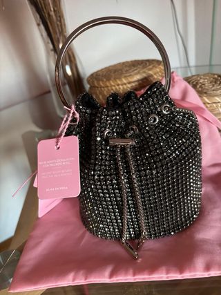 Bolso bombonera Alma en Pena negro/plata