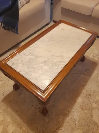 Mesa de centro madera y mármol