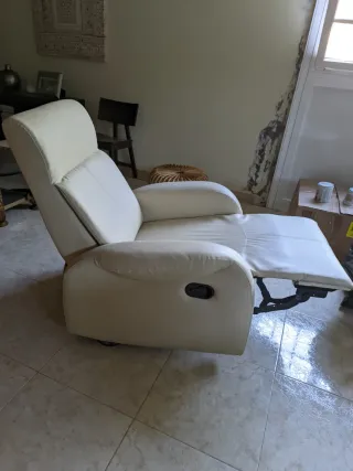 Sofá Reclinable Polipiel Beige