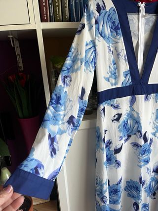 Vestido largo flores azules talla L