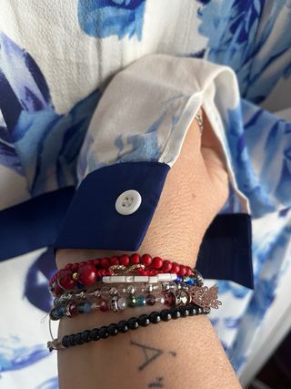 Vestido largo flores azules talla L