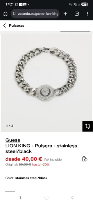 Pulsera Guess plateada