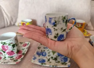 Juego 6 tazas café porcelana