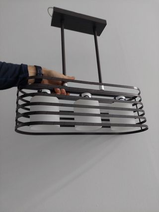 Lámpara de techo 3 luces metal y cristal