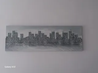 Cuadro moderno paisaje urbano gris plata