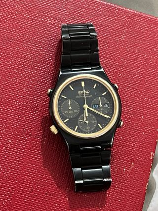 Orologio Seiko Chronograph Uomo Nero Oro