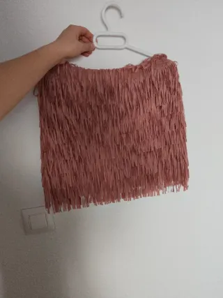 Falda flecos rosa