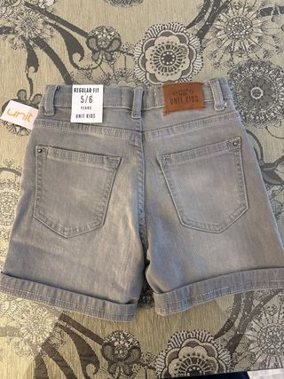 Pantalón corto vaquero niño gris 5-6 años