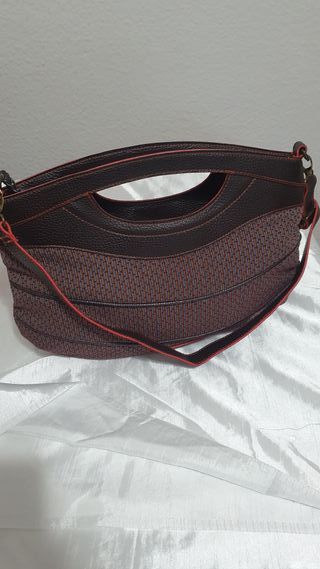 Bolso Adolfo Dominguez Marrón y Rojo