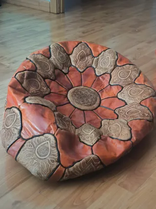 Funda puff marroquí cuero