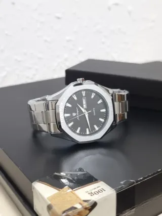Reloj poedagar Hombre Negro y Plateado