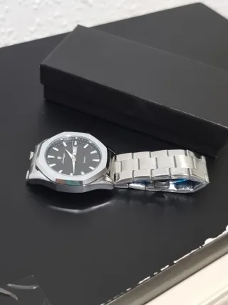 Reloj poedagar Hombre Negro y Plateado