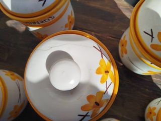 Juego 13 Tarros Cocina Cerámica Flores Amarillas