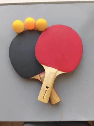 2 racchette da ping pong + 3 palline