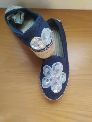 Alpargatas Esparto Mujer Flor Lentejuelas