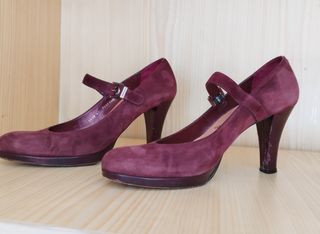 Zapatos de tacón Mary Jane burdeos