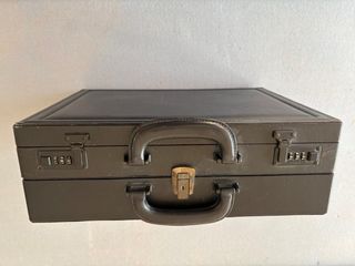 Maletín piel vintage doble negro