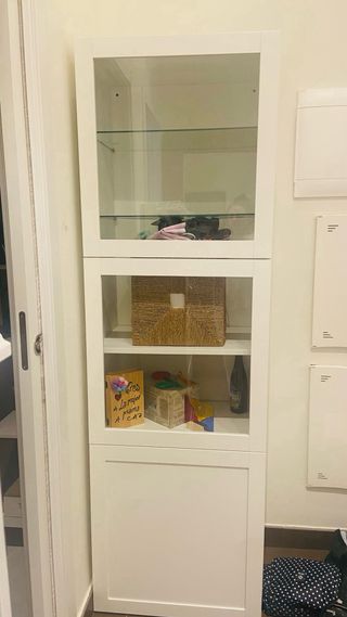 Armario auxiliar blanco vitrina cristal