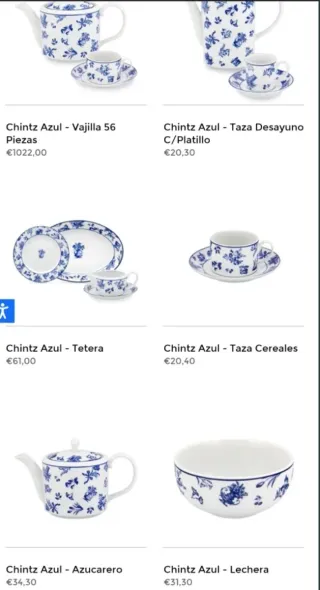 Vajilla Vista Alegre Chintz Azul