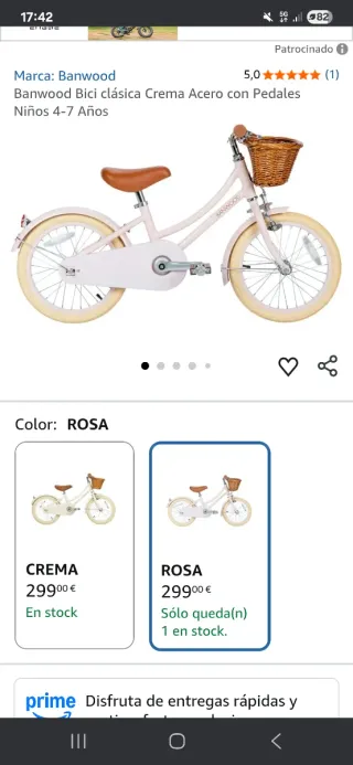 Bicicleta Niña Rosa con Cesta
