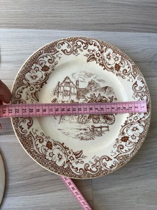 Lote 6 Platos Cerámica Marrón y Beige