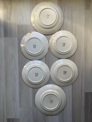 Lote 6 Platos Cerámica Marrón y Beige