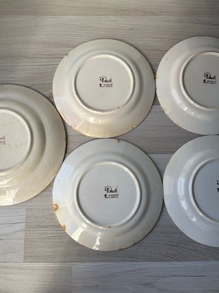 Lote 6 Platos Cerámica Marrón y Beige