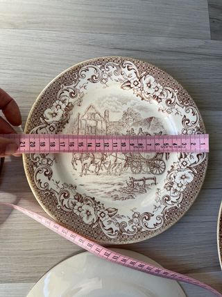 Lote 6 Platos Cerámica Marrón y Beige