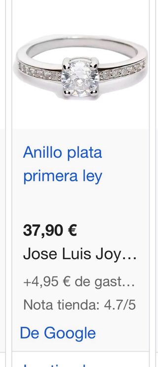 Anillo Solitario Plata