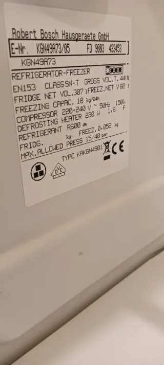 Nevera Bosch Acero Inoxidable 200 x 70 x 65 cm