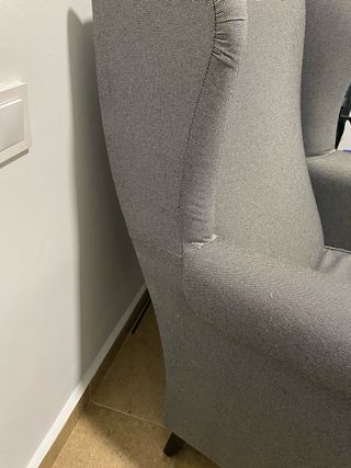 2 Poltrone con Braccioli Grigie in Tela. Nuove