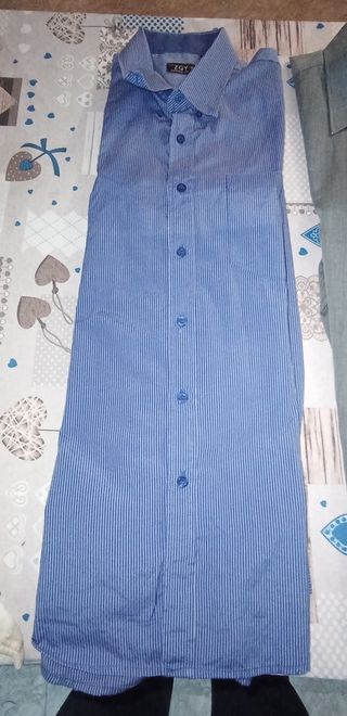 Camisas Rayas Azules y Gris Perla hombre