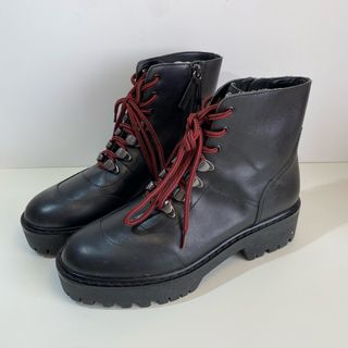 Botas Zara Piel Cordones Rojos