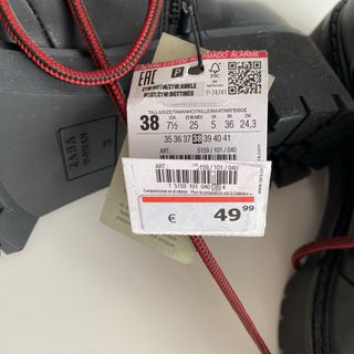 Botas Zara Piel Cordones Rojos