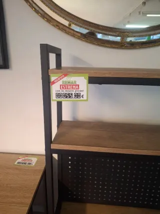 Estantería madera y forja